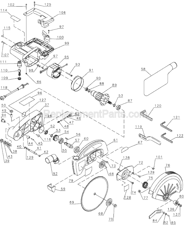 Page B Diagram and Parts List for FS1500CMS Type 1 Black and Decker Miter Saw
